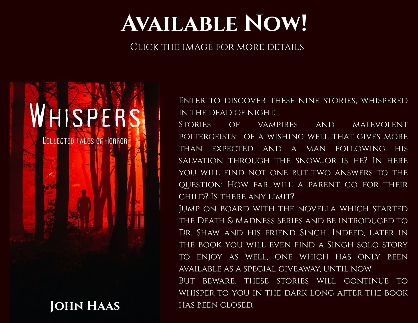 Whispers Available on Amazon